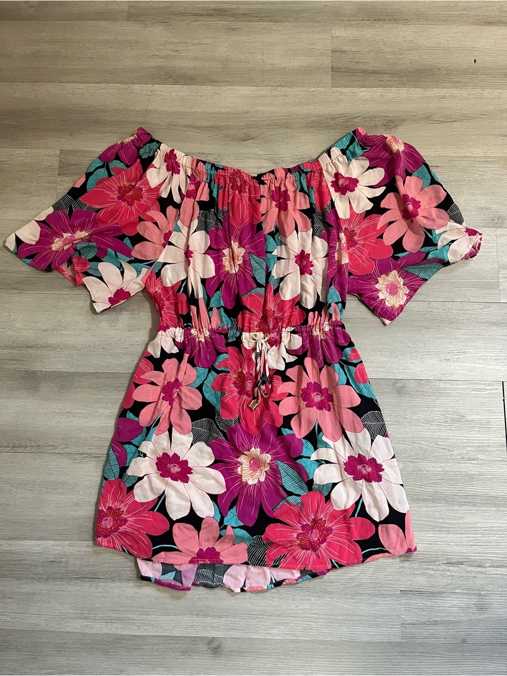 La Blanca Off Shoulder Floral Midi Dress Women’s 2XL Pink Boho Cottagecore Dress